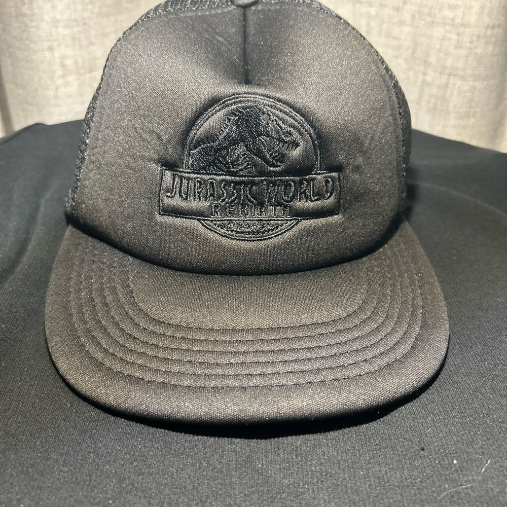 Black Jurassic World Rebirth Hat Adult One Size Black Universal Studios Trucker